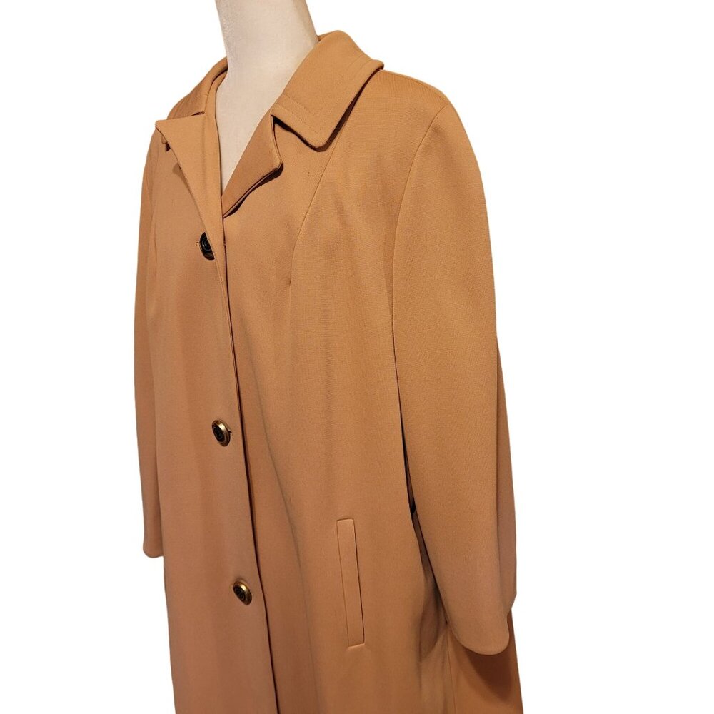 Vintage Montgomery Ward 1970s Women's Small Camel Color Coat A-line Collared - Picture 3 of 10